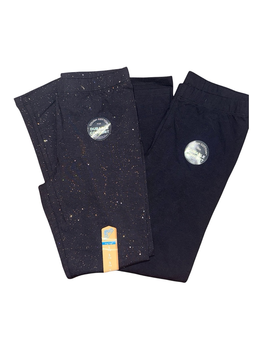 Kids Black Speckled/Plain Leggings - Pack of 2